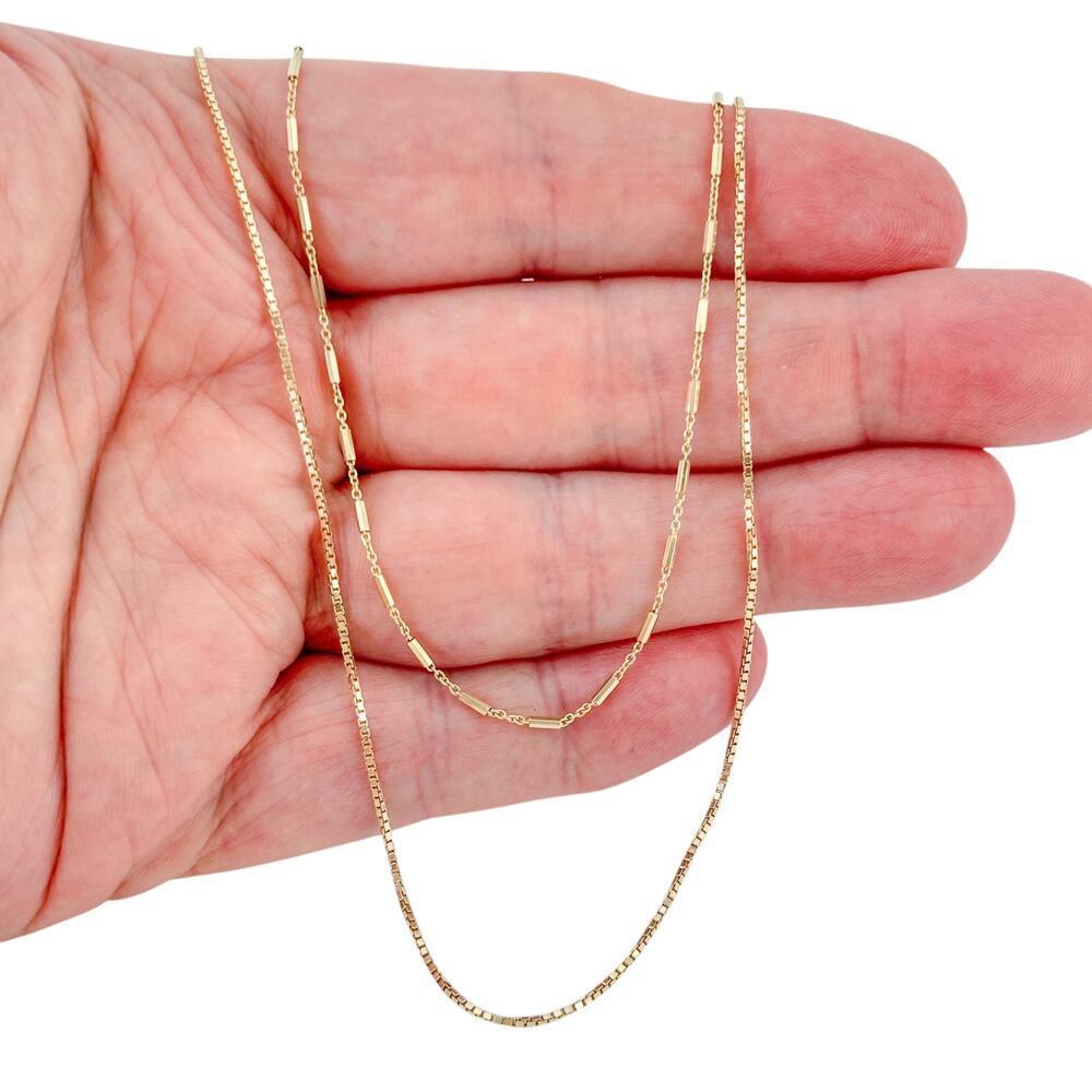 Vintage Gold-Tone Sterling Silver 925 Multi Strand Chain Necklace 15"-17"